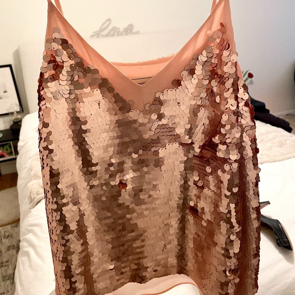 Party-Ready Moulinette Soeurs Rose Gold Sequin Cami - Size 0